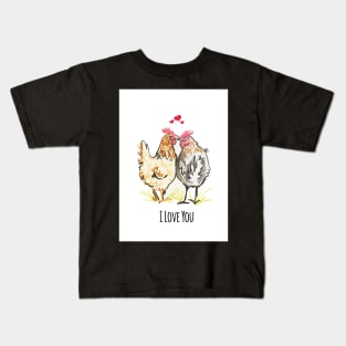 I love you chickens card Kids T-Shirt